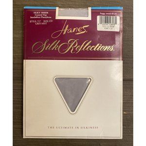 Hanes Silk Reflections Control Top Pantyhose 717 Sandalfoot Grey Mist Size CD